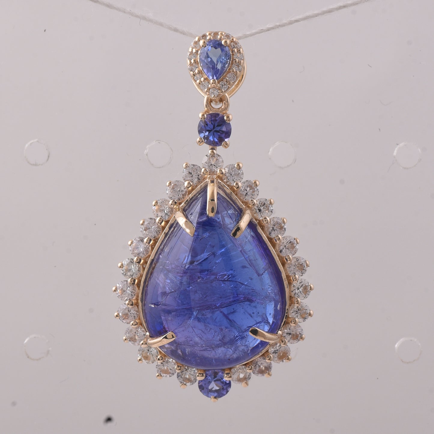 15.28 Ct Pear Tanzanite 9K Gold Pendant