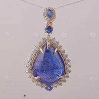 15.28 Ct Pear Tanzanite 9K Gold Pendant
