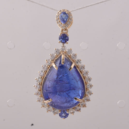 15.28 Ct Pear Tanzanite 9K Gold Pendant