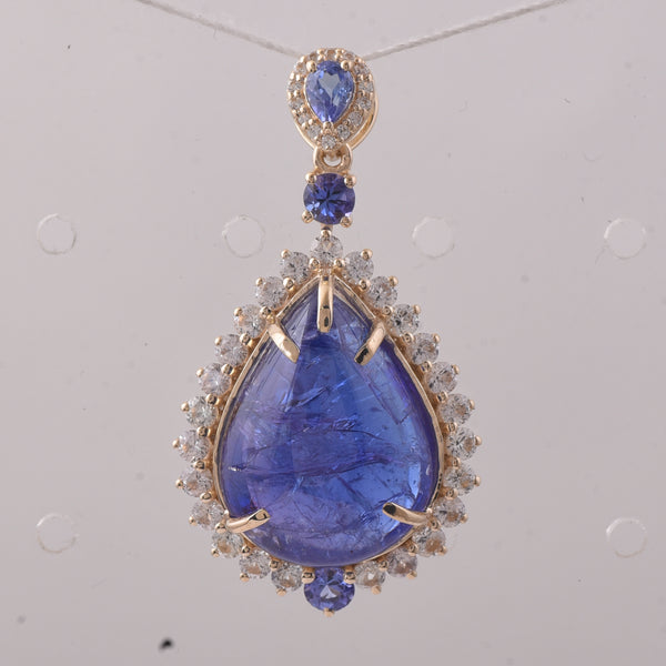 15.28 Ct Pear Tanzanite 9K Gold Pendant