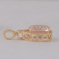 3.16 Ct Cushion Morganite 9K Gold Pendant