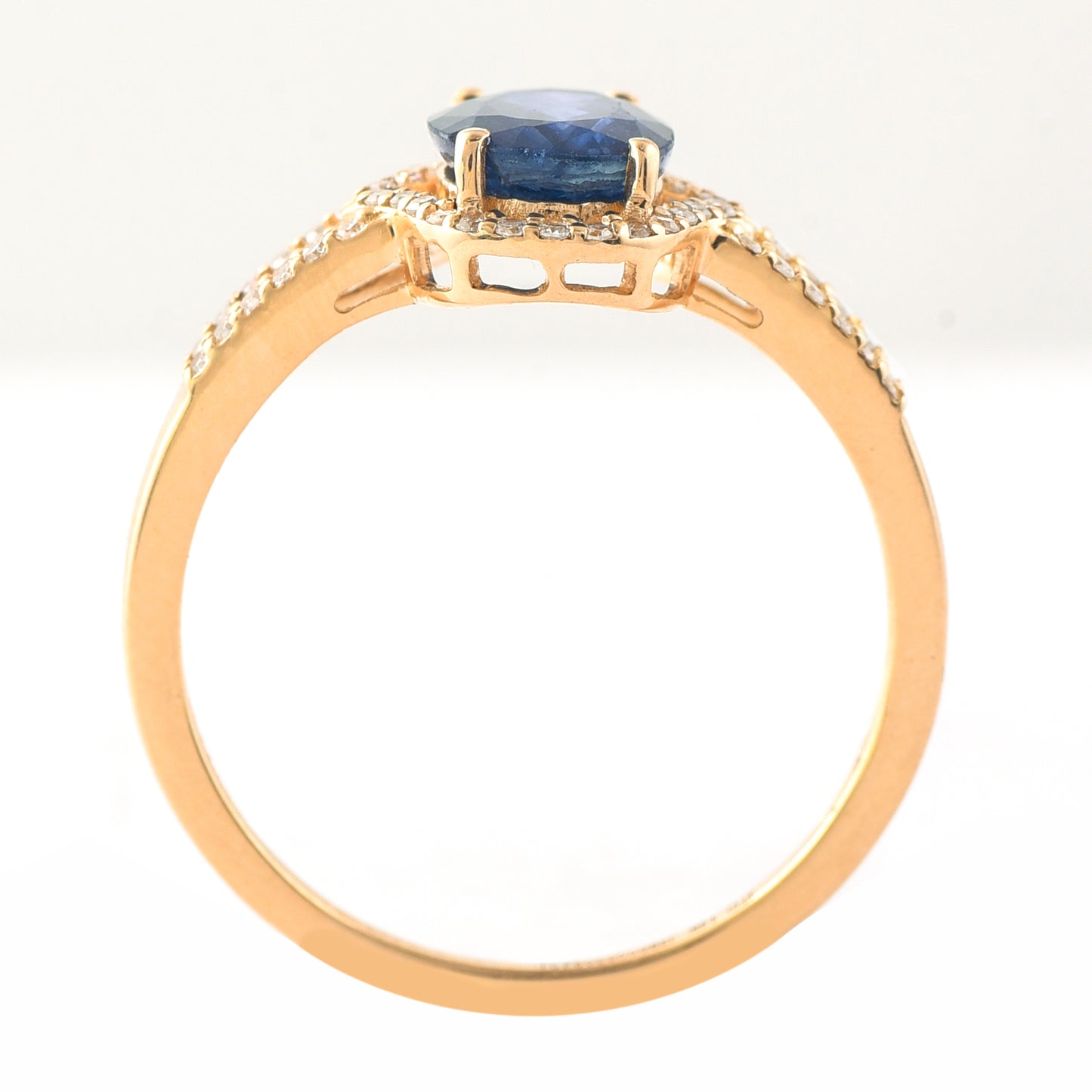 1.85 Ct Oval Mixed Cut Natural Sapphire 14K Gold Ring