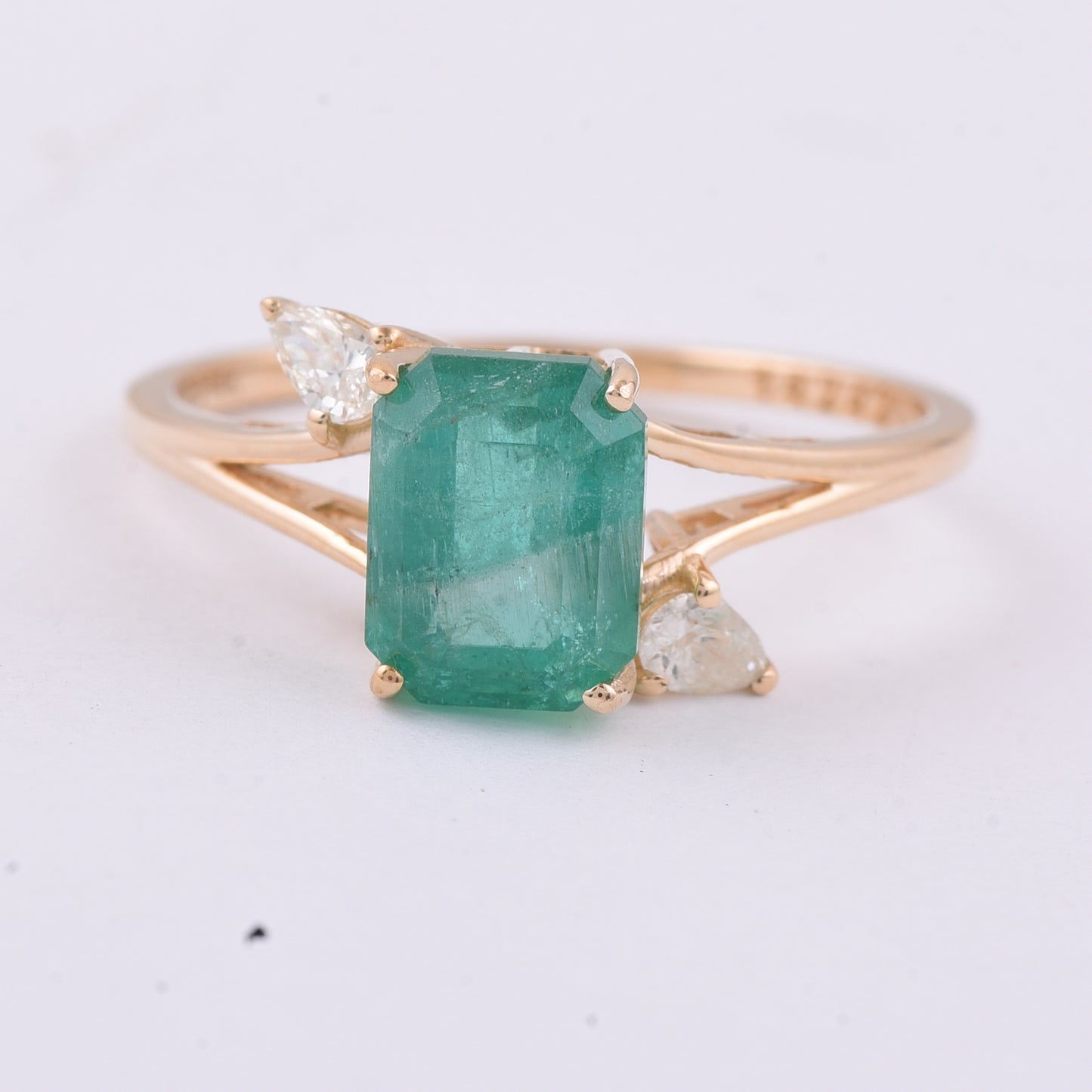 2.31 Ct Octagon Step Cut Natural Emerald 14K Gold Ring