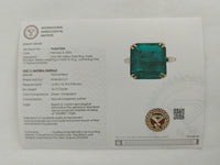 19.33 Ct Emerald Cut Natural Beryl Emerald 18K Gold Ring