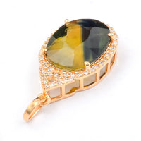 5.04 Ct Oval Mixed Cut Natural Bi Coloured Sapphire 14K Gold Pendant