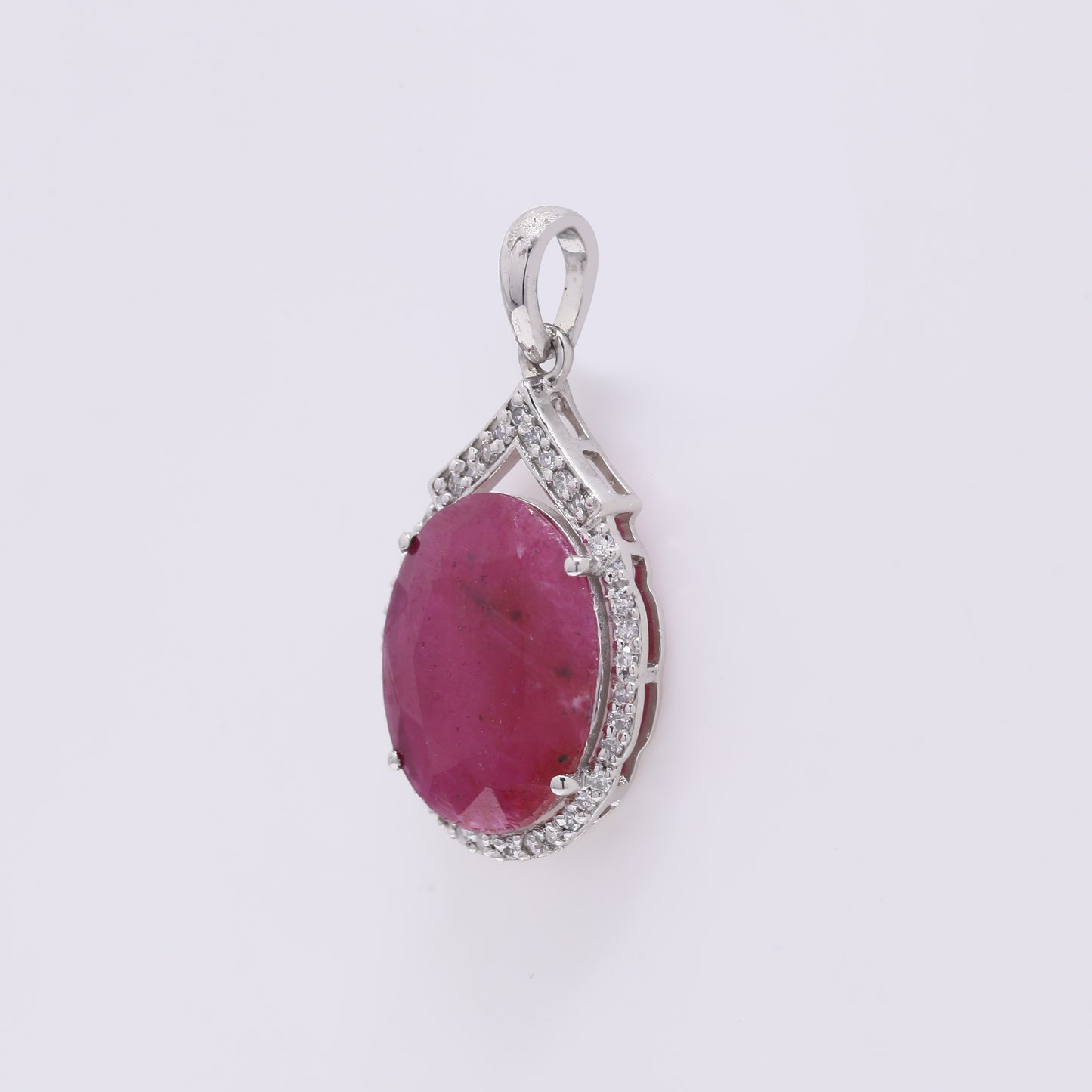 3.37 Ct Oval Mixed Cut Natural Ruby 950 Platinum Pendant