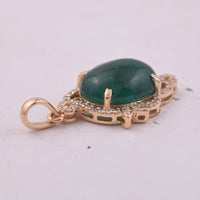 3.86 Ct Oval Cabochon Cut Natural Emerald 14K Gold Pendant