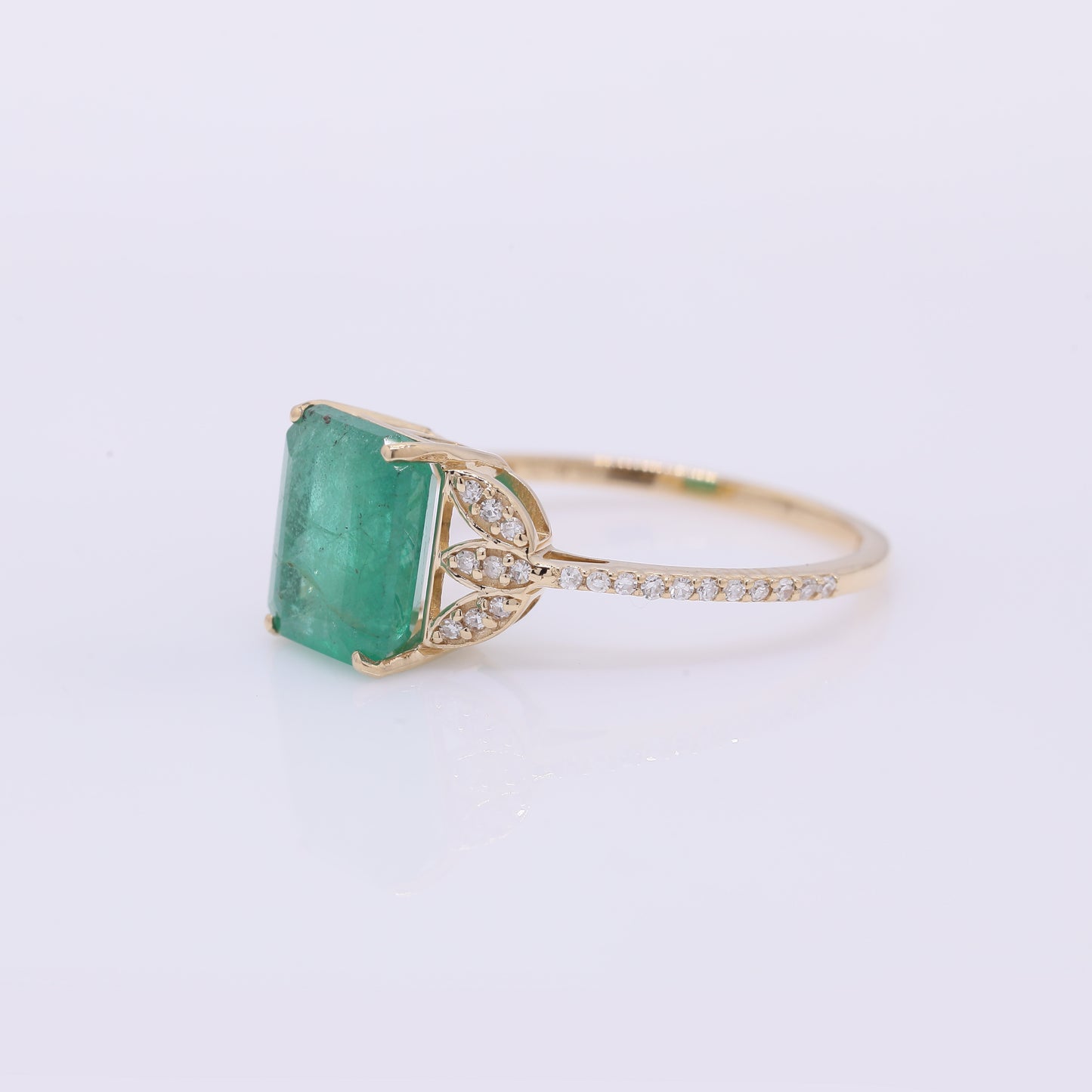 2.80 Ct Octagon Step Cut Natural Emerald 14K Gold Ring