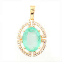 2.31 Ct Oval Mixed Cut Natural Emerald 14K Gold Pendant
