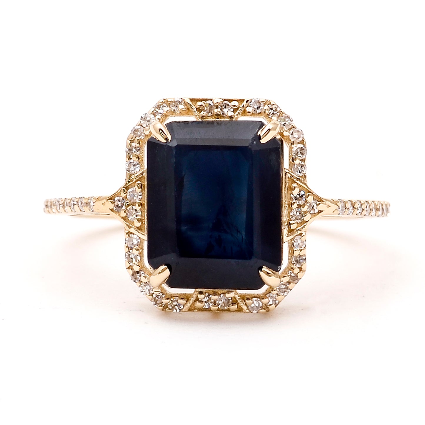 3.91 Ct Octagon Natural Sapphire 14K Gold Ring