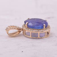 3.24 Ct Oval Mixed Cut Natural Tanzanite 14K Gold Pendant