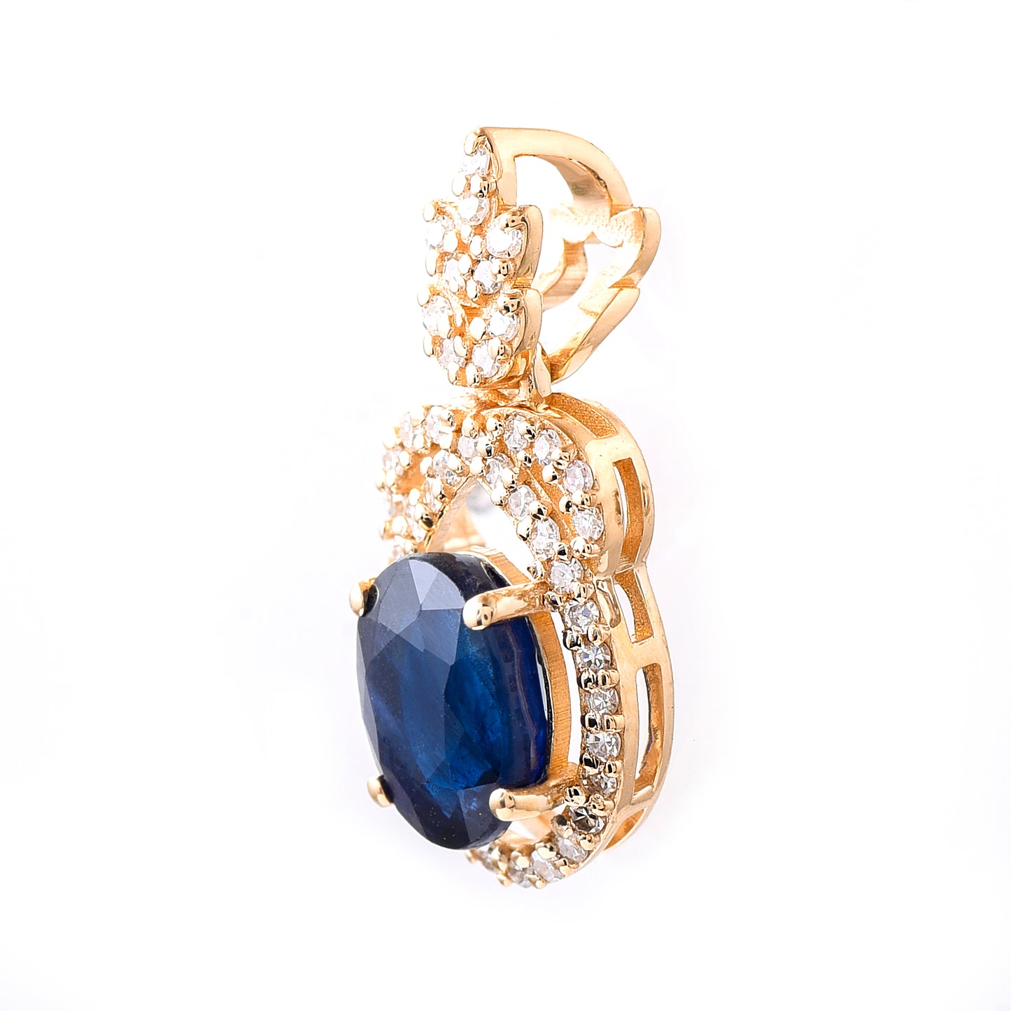 1.48 Ct Oval Mixed Cut Natural Sapphire 14K Gold Pendant