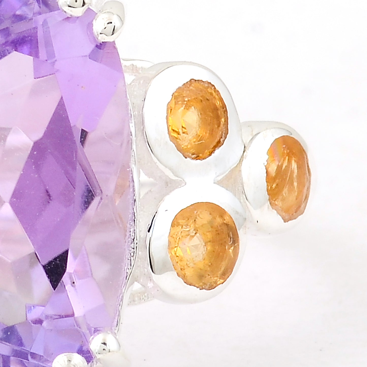 7.11 Ct Cushion Amethyst, Citrine 925 Sterling Silver Ring