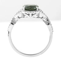 2.82 Ct Oval Mixed Cut Natural Green Sapphire 950 Platinum Ring