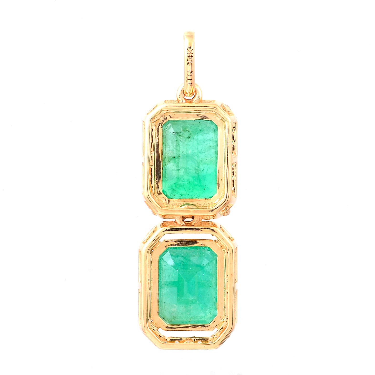 3.71 Ct Octagon Step Cut Natural Emerald 14K Gold Pendant