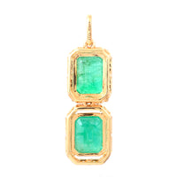 3.71 Ct Octagon Step Cut Natural Emerald 14K Gold Pendant