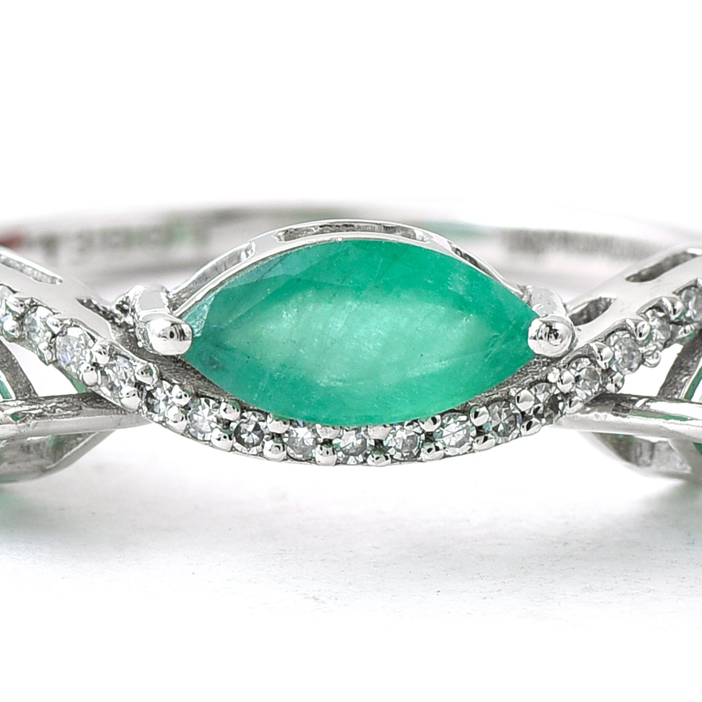 3.39 Ct Marquise Mixed Cut Natural Emerald 950 Platinum Ring
