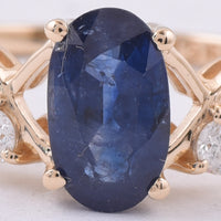 1.60 Ct Oval Natural Sapphire 14K Gold Ring