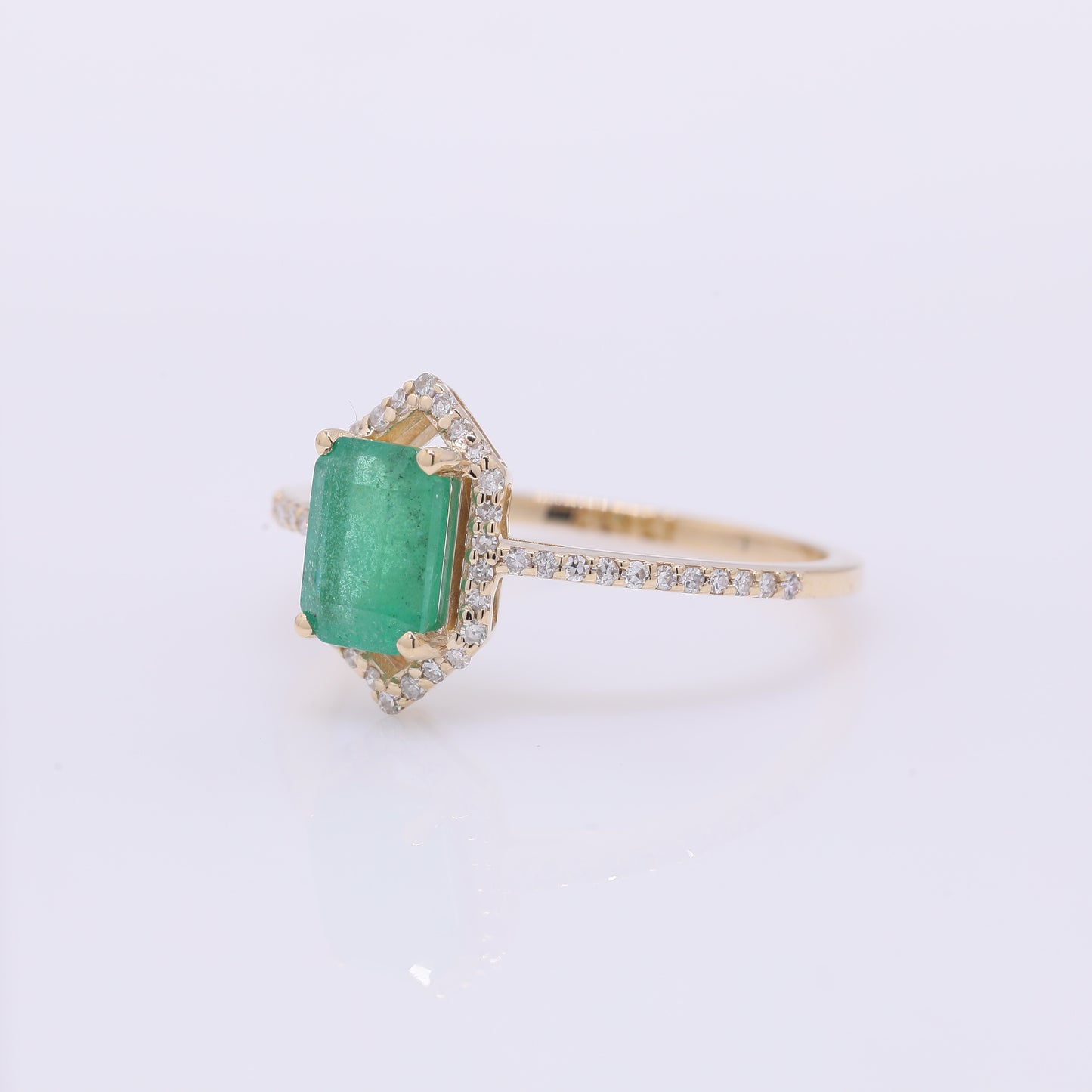 1.21 Ct Octagon Step Cut Natural Emerald 14K Gold Ring