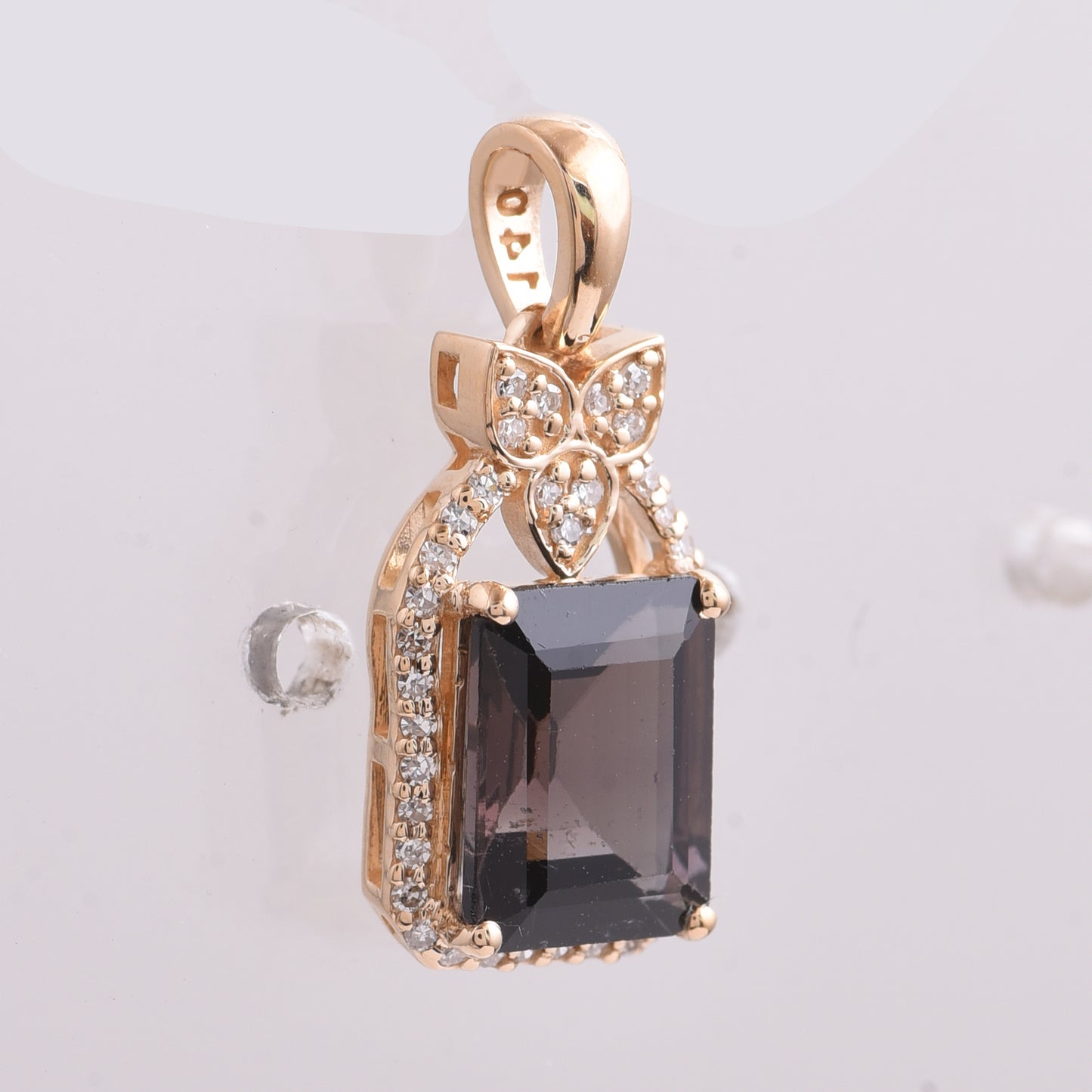 2.44 Ct Octagon Step Cut Natural Tourmaline 14K Gold Pendant