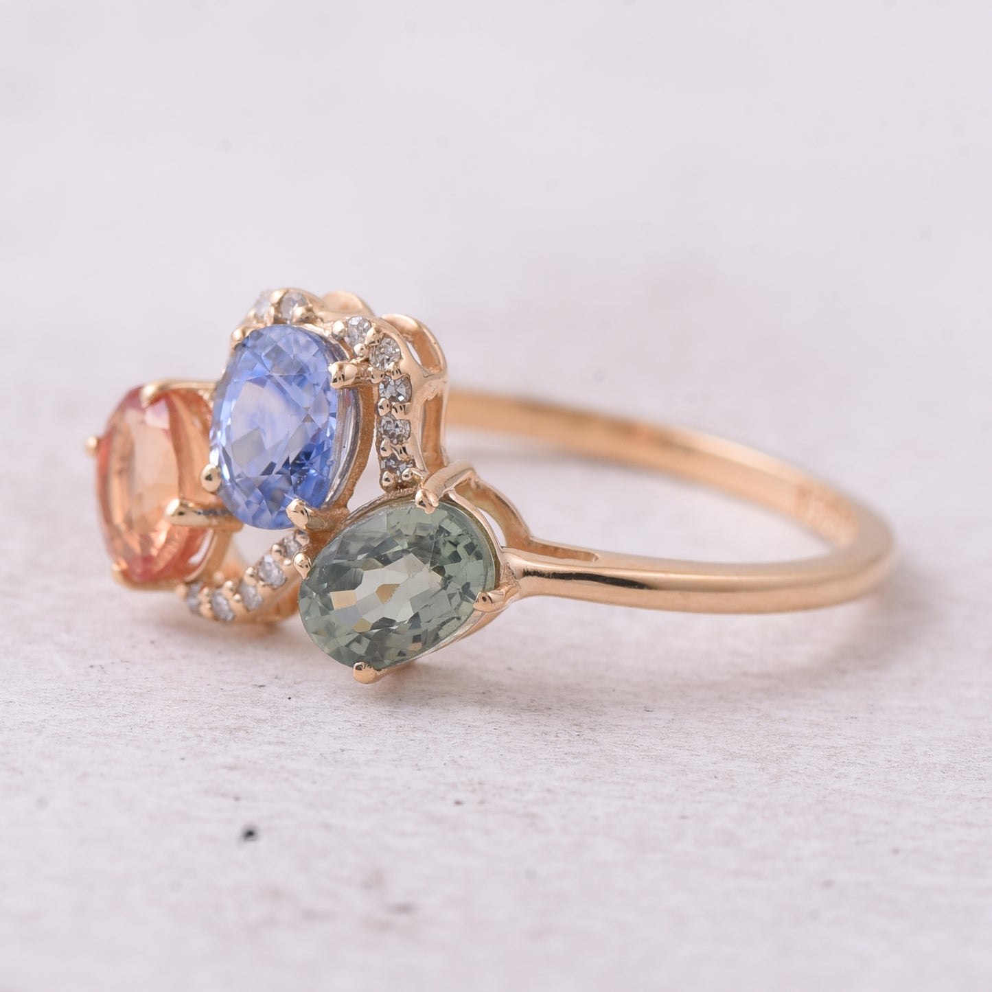 2.10 Ct Oval Natural Multi-Coloured Sapphire 14K Gold Ring
