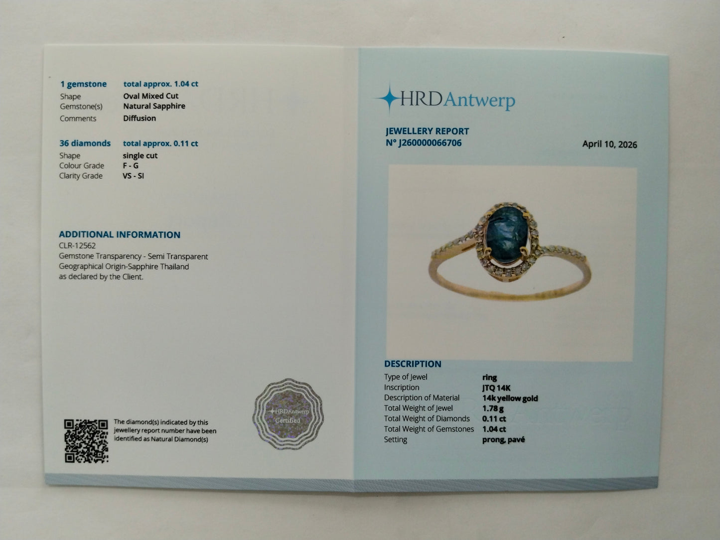 1.15 Ct Oval Mixed Cut Natural Sapphire 14K Gold Ring