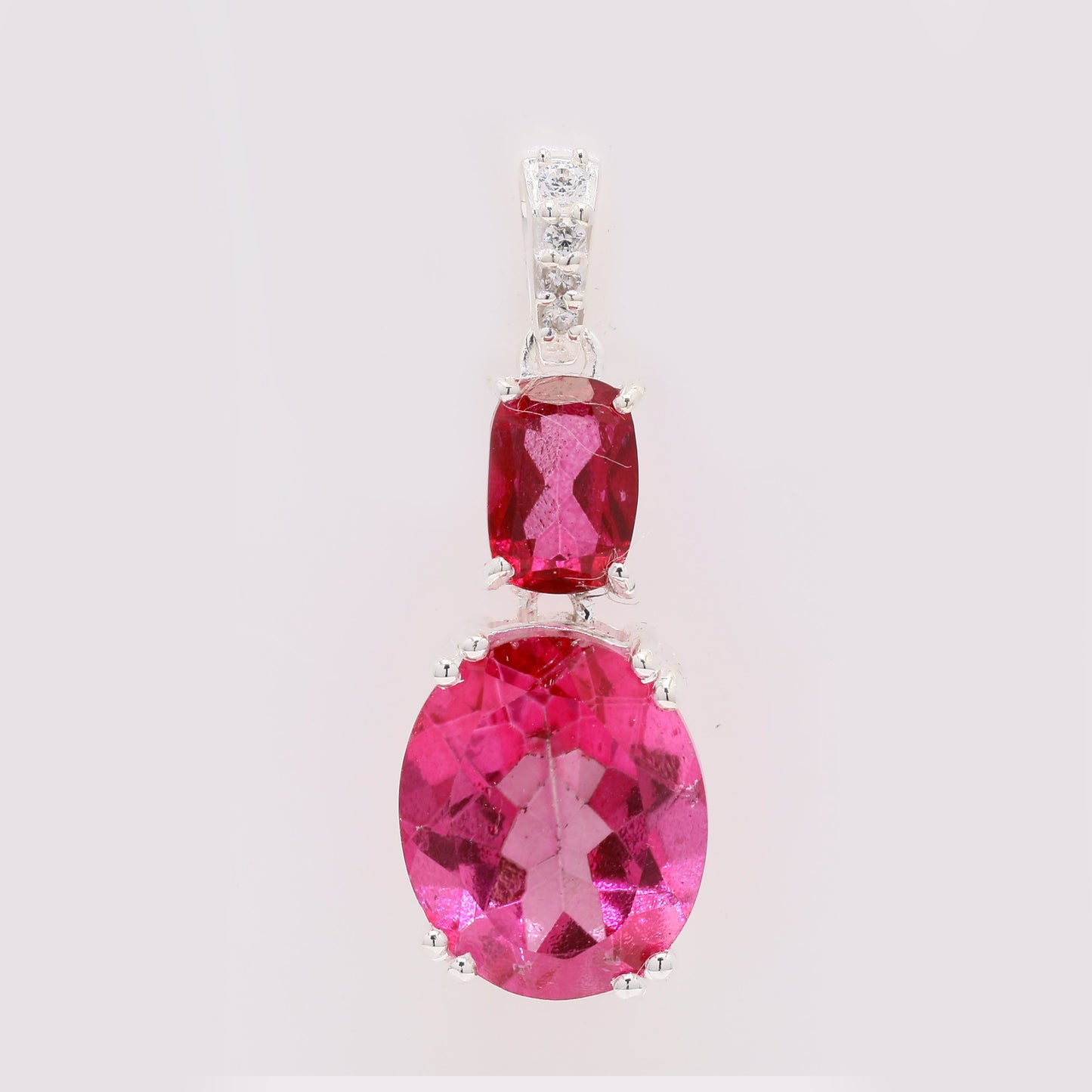 6.67 Ct Oval Pink Topaz 925 Silver Pendant