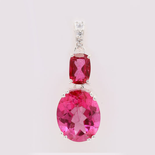 6.67 Ct Oval Pink Topaz 925 Silver Pendant