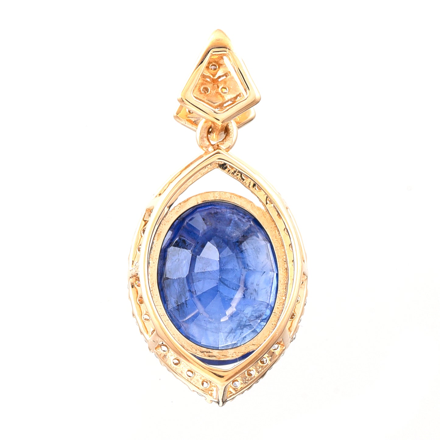 3.59 Ct Oval Mixed Cut Natural Sapphire 14K Gold Pendant