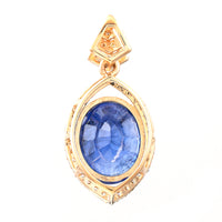 3.59 Ct Oval Mixed Cut Natural Sapphire 14K Gold Pendant