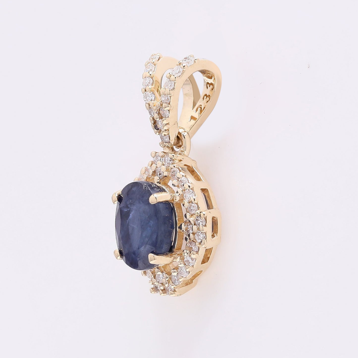 1.25 Ct Oval Mixed Cut Natural Sapphire 14K Gold Pendant