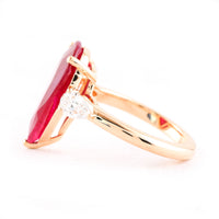 9.40 Ct Pear Cut Natural Corundum Ruby 18K Gold Ring