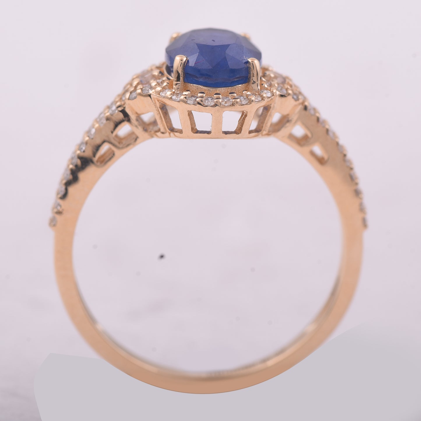 2.11 Ct Oval Mixed Cut Natural Sapphire 14K Gold Ring