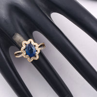 2.16 Ct Oval Mixed Cut Natural Sapphire 14K Gold Ring