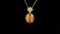 1.66 Ct Octagon Multi Sapphire 14K Gold Pendant
