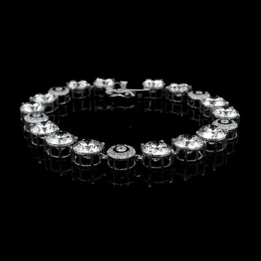 22.53 Ct Round Lab Grown Diamond 14K Gold Bracelet