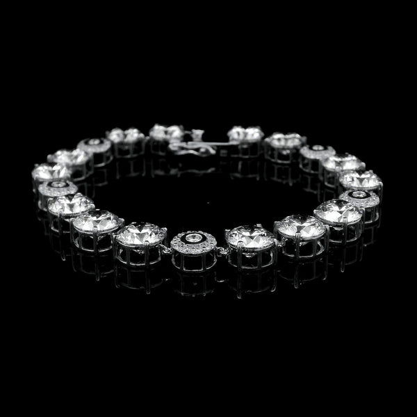 22.53 Ct Round Lab Grown Diamond 14K Gold Bracelet