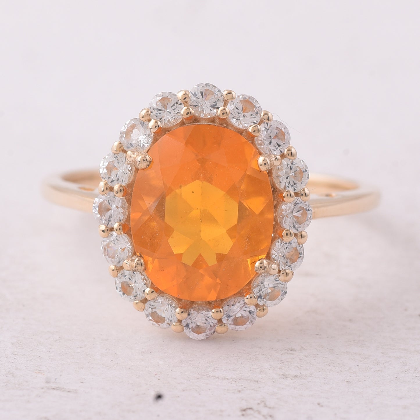 2.39 Ct Oval Fire Opal 9K Gold Ring