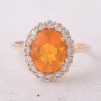 2.39 Ct Oval Fire Opal 9K Gold Ring