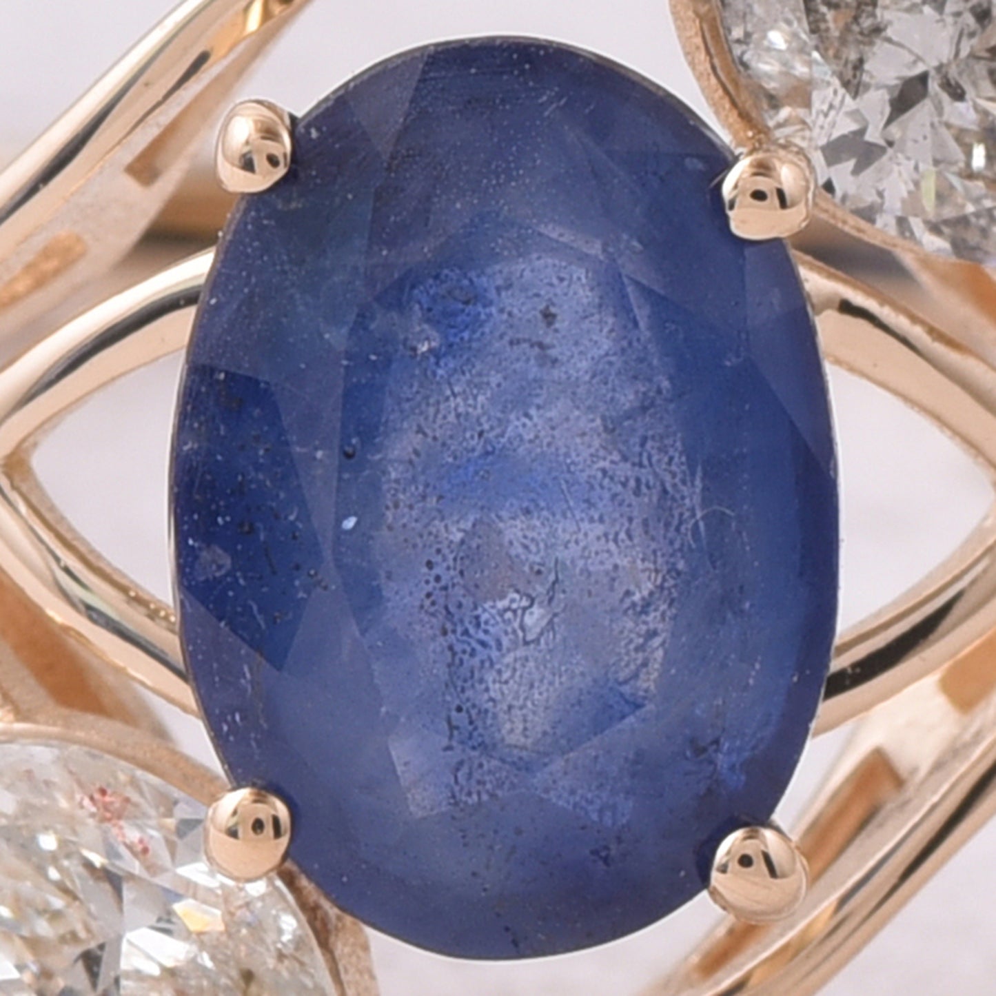 1.60 Ct Oval Mixed Cut Natural Sapphire 14K Gold Ring