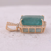 6.22 Ct Octagon Step Cut Natural Emerald 14K Gold Pendant