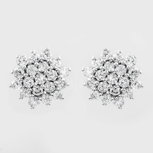 1.29 Ct Round Lab Grown Diamond 925 Silver Earrings