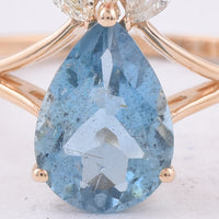 1.71 Ct Pear Natural Aquamarine 14K Gold Ring