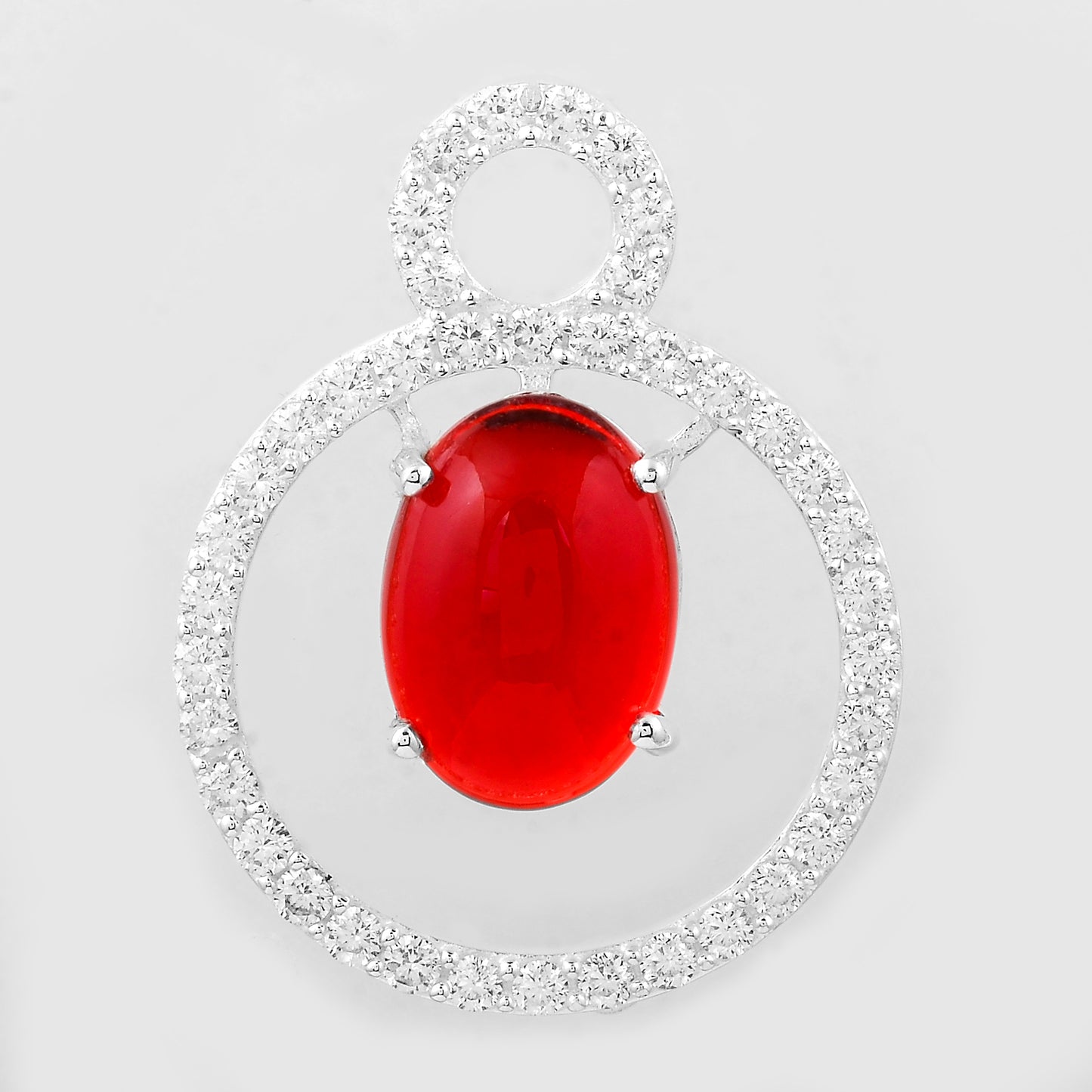 7.76 Ct Oval Cr Ruby, Cubic Zirconia, 925 Sterling Silver Pendant