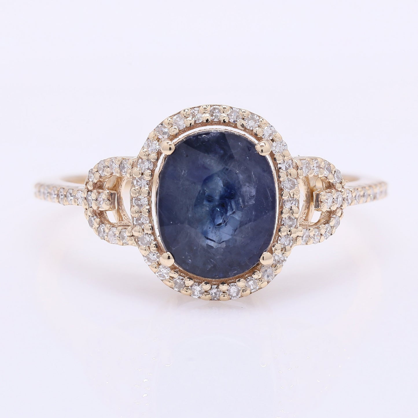 2.39 Ct Oval Mixed Cut Natural Sapphire 14K Gold Ring