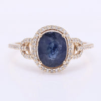 2.39 Ct Oval Mixed Cut Natural Sapphire 14K Gold Ring