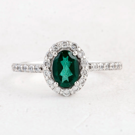 1.62 Ct Oval Green Topaz 925 Sterling Silver Ring