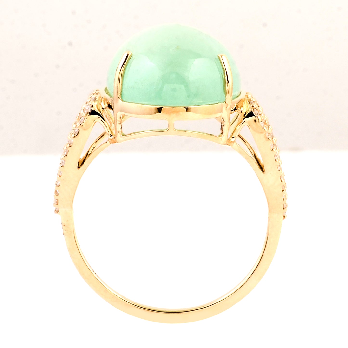 12.33 Ct Oval Cabochon Emerald 14K Gold Ring