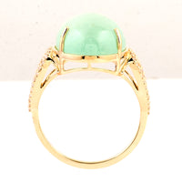 12.33 Ct Oval Cabochon Emerald 14K Gold Ring