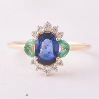 1.30 Ct Oval Sapphire 9K Gold Ring